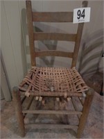 OLD LADDER BACK CHAIR CANE SEAT NEEDS REPAIR