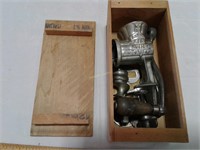 Keen Kutter food grinder in wood box
