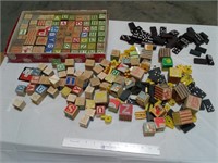 Wood blocks and dominos
