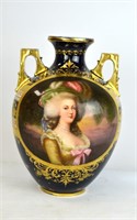 Royal Vienna Porcelain Gilt Vase w Handles
