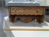 Oak clock shelf with drawer