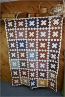QUILT WITH SQUARES AND X'S  54" X 74"