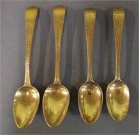 Two pairs of George III sterling silver teaspoons