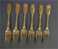 Six Victorian sterling silver dinner forks