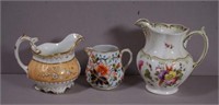 Three various early English porcelain cream jugs