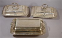 Pair of English silver plated entree dishes