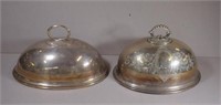 Two small Victorian silver plated food covers