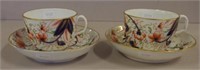 Two Bute shaped Imari cups & saucers