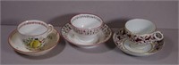 Three various early English tea cups & saucers