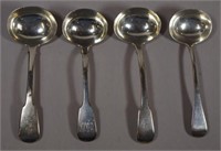 Four various sterling silver sauce ladles