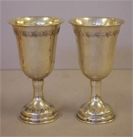 Pair of Judaica silver kiddush cups
