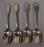 Four various antique sterling silver tablespoons