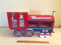 Handmade Vintage Wooden Budwesier Coin Bank Train