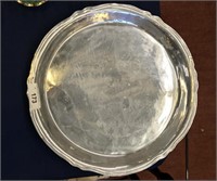 Silver Metal Round Serving Tray