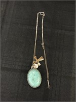 Oval Turquoise (?) Long Necklace