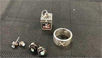 Lot Of Misc Sterling Jewlery~Prayer Box~Turquoise