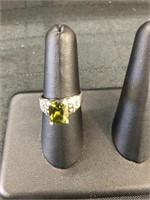 Sterling & Marcasite Ring W/ Peridot (?)