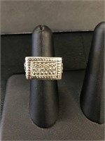 Sterling & Marcasite Rectangle Ring 6-6.5