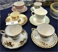 6 Different Tea Cups & Saucers~Waterford,Spode,