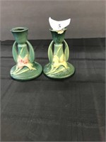 2 Roseville Candlestick ~ As is
