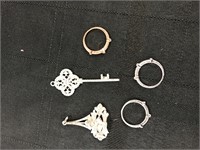 2 Silver & Cz Pendants And 3 Stack Rings