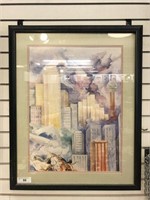 Watercolor Print Of Dallas Skyline