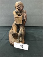 Hand Carving Of Boy & Dog ~ Asian
