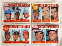 1969 Topps #646, #654, #658, #662 (Rookie Stars)