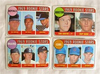 1969 Topps #602, #611, #614, #619 (Rookie Stars)