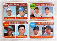 1969 Topps #491, #499, #519, #524 (Rookie Stars)