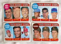 1969 Topps #624, #628, #637, #641 (Rookie Stars)