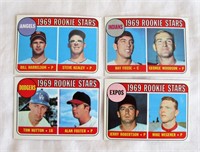 1969 Topps #224, #244, #266, #284 (Rookie Stars)