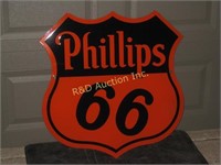 30" Phillips 66 Black & Orange Shield  Porcelain