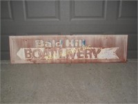 16"x 66" Bald Hill Boat Livery Metal Sign