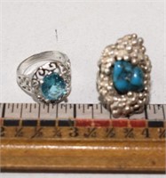 2 STERLING SILVER RINGS ! TURQUOISE !