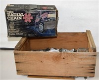 VINTAGE WOOD CRATE , TIRE CHAINS & MORE !