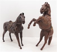 (2) Leather Covered Horse Statue Figurines