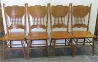 Set of (4) Spindle Pressed Back Dining Chairs