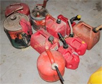10 Assorted Metal & Plastic Gas Cans