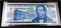 1973 Mexico 50 Cincuenta Peso Paper Currency