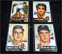 4 Vintage 50's Pittsburgh Pirates Baseball Cards