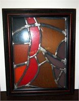 Antique 13" X 11" Framed Stained Glass Picture