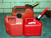 2 Red Plastic 2 Gallon Gasoline Cans Lot