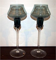 Italy Green Crystal Twisted Stem Candle Sticks