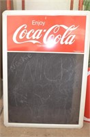 Metal 1991 Coca-Cola chalkboard and vinyl Coke sig