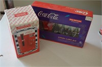 Coca-Cola musical bank and string lights