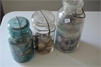 Jars of cork and metal bottlecaps