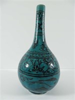 Persian Kashan Turquoise Vase Fish Motif