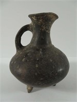 Etruscan ? Black Pottery Footed Pitcher