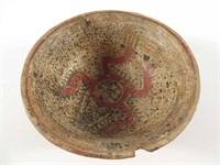 Ancient Polychrome Redware Frog Bowl